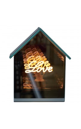 Bomboniera Matrimonio Casetta Lampada Led Love Vetro Fumè