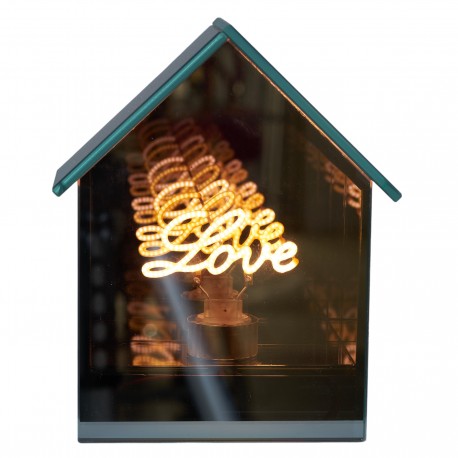 Bomboniera Matrimonio Casetta Lampada Led Love Vetro Fumè