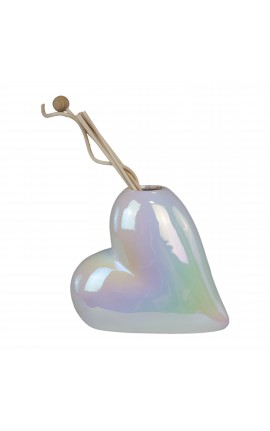 Bomboniera Matrimonio Profumatore Diffusore Cuore Porcellana Perlato Grande