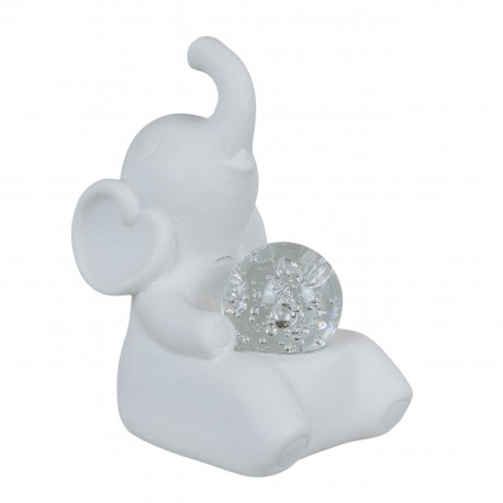 Bomboniera Matrimonio Elefantino bianco Seduto Con Sfera Led
