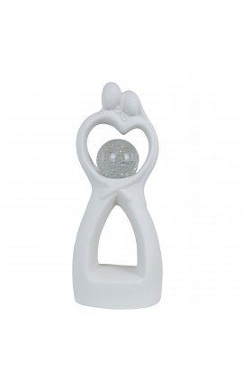 Bomboniera Matrimonio Coppia Sposi Cuore Bianco Con Sfera Led