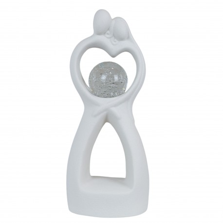 Bomboniera Matrimonio Coppia Sposi Cuore Bianco Con Sfera Led
