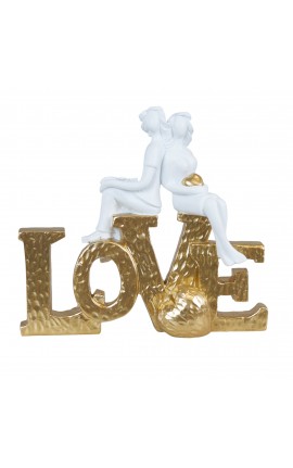 Bomboniera Matrimonio Coppia Sposi Con Scritta Love Bianca e Oro