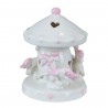 Bomboniera Battesimo Compleanno Giostrina Porcellana Led Con Cavallucci Rosa Piccola
