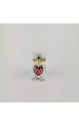 Gufo Laurea in Resina Smaltata Argento h.5cm