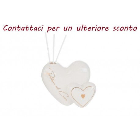 Bomboniera Matrimonio Profumatore Diffusore Cuore Porcellana Bianca Con Scatola