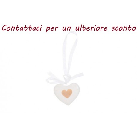 Bomboniera Matrimonio Appendino Calamita Cuore Porcellana Bianco e Oro