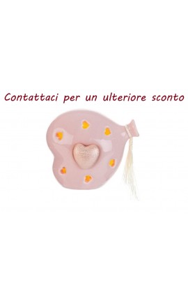 Bomboniera Battesimo Compleanno Cuore Palloncino Led Porcellana Rosa Con Shopper
