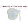 Bomboniera Battesimo Compleanno Cuore Palloncino Led Porcellana Celeste Con Shopper