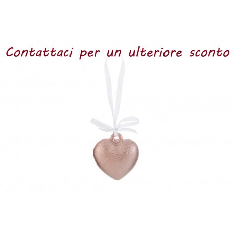 Bomboniera Battesimo Compleanno Appendino Cuore Calamita Porcellana Rosa