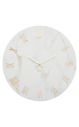 Orologio Da Parete Effetto Marmo Calacatta Con Numeri Romani Oro