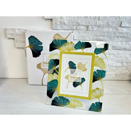 Cornice Portafoto Cristallo Foglie di Ginkgo 10x15 cm Fantin Argenti