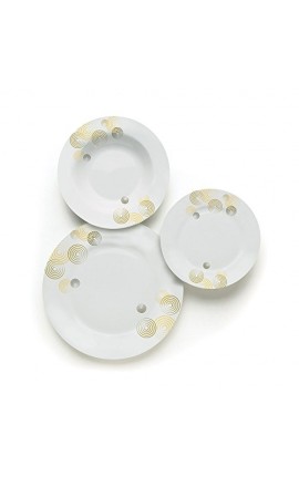 Excelsa Eclissi Servizio da Tavola, Porcellana, Crema, 18 Pezzi Servizio Piatti