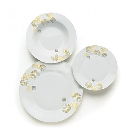 Excelsa Eclissi Servizio da Tavola, Porcellana, Crema, 18 Pezzi Servizio Piatti