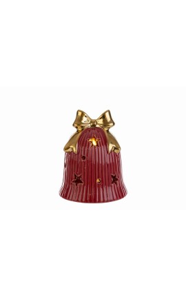 CAMPANA FIOCCO LED CERAMICA RED 7,5×7,5xh.9,5CM NATALE MERRY CHRISTMAS