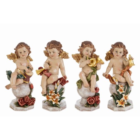 ANGELO ANGIOLETTO RESINA COLORATO 4 ASS.10x10xh.21CM NATALE MERRY CHRISTMAS