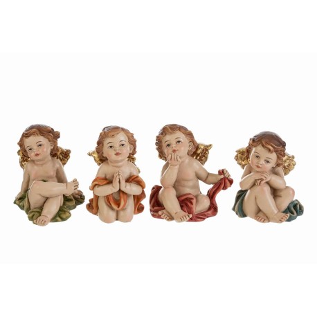 ANGELO RESINA COLORATO 4 ASS.5,5×5,5xh.7,5CM NATALE MERRY CHRISTMAS