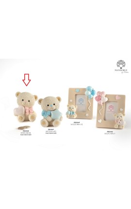 Bomboniera Battesimo Salvadanaio Orsetto con Cuore Rosa