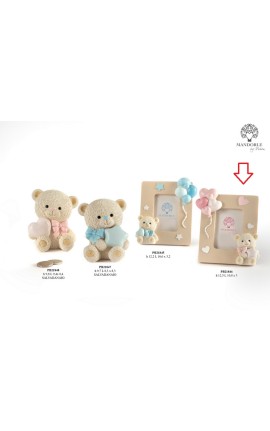 Bomboniera Battesimo Portafoto Orsetto con Stella Rosa