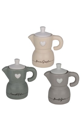 Bomboniera Matrimonio Zuccheriera Moka Caffettiera Cuore 3 Colori Assortiti