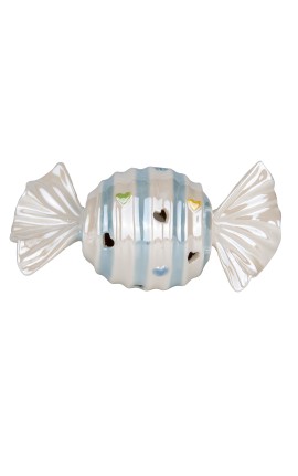 Bomboniera Nascita Battesimo Compleanno Caramella Candy Led Porcellana Celeste
