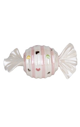 Bomboniera Nascita Battesimo Compleanno Caramella Candy Led Porcellana Rosa