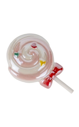 Bomboniera Nascita Battesimo Compleanno Magnete Lecca Lecca Lollipop Porcellana Rosa