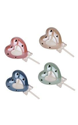 Bomboniera Nascita Battesimo Compleanno  Cuore Porcellana Led 4 Colori Assortiti
