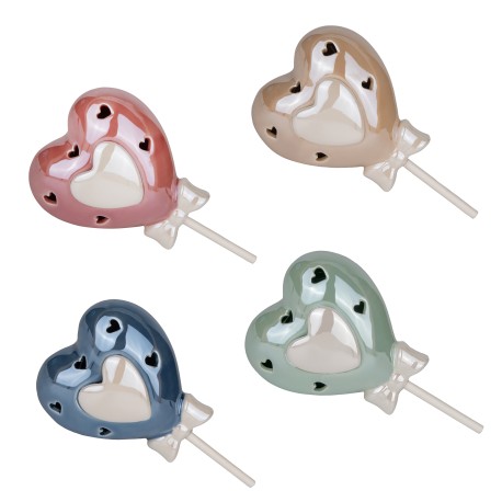 Bomboniera Nascita Battesimo Compleanno  Cuore Porcellana Led 4 Colori Assortiti