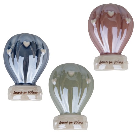 Bomboniera Nascita Battesimo Compleanno Magnete Mongolfiera Porcellana 2 Assortiti