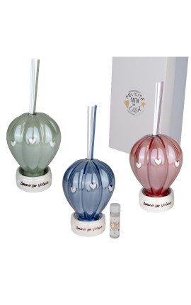 Bomboniera Nascita Battesimo Compleanno  Profumatore Diffusore Mongolfiera Porcellana 3 Colori Assortiti Con Box