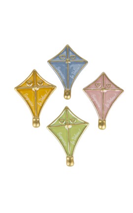 Bomboniera Nascita Battesimo Compleanno Magnete Acquilone Porcellana 4 Colori Assortiti