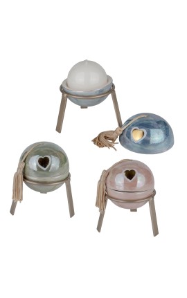 Bomboniera Matrimonio Comunione Scatola Portacandela Porcellana Con Base Iride 3 Assortiti
