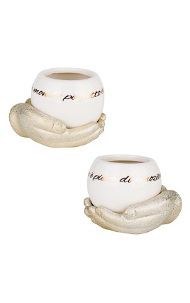 Bomboniera Matrimonio Comunione Portapiante Mani Sfera 2 Assortiti