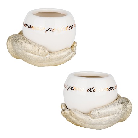 Bomboniera Matrimonio Comunione Portapiante Mani Sfera 2 Assortiti