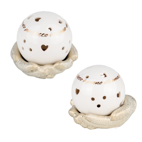 Bomboniera Matrimonio Comunione  Mani Sfera Led 2 Assortiti