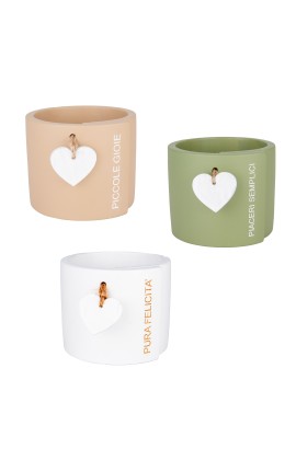 Bomboniera Matrimonio Comunione Vasetto in Terracotta Porta piante 3 Colori Assortiti h.8 Cm