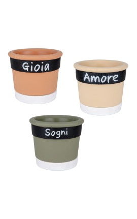 Bomboniera Matrimonio Comunione Vasetto in Terracotta Porta piante 3 Assortiti h.9 Cm