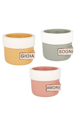 Bomboniera Matrimonio Comunione Vasetto in Terracotta Porta piante 3 Colori Assortiti h.8 Cm