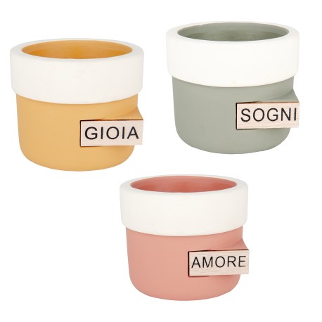 Bomboniera Matrimonio Comunione Vasetto in Terracotta Porta piante 3 Colori Assortiti h.8 Cm