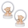 Bomboniera Battesimo Nascita Compleanno  Lampada Orsetto Porcellana Rosa 2 Assortiti