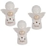 Bomboniera Battesimo Comunione Angelo Angioletto Porcellana Led Bianco 3 Assortiti h.18 Cm