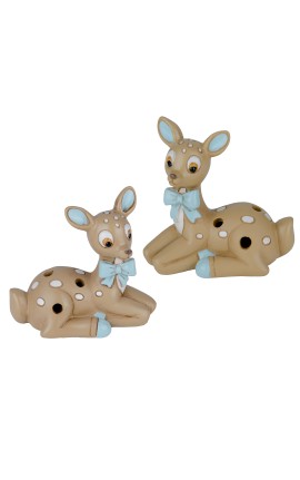 Bomboniera Battesimo Nascita Compleanno Cervo Cerbiatto Led Baby Tenero Celeste 2 Assortiti