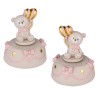 Bomboniera Battesimo Nascita Compleanno Carillon Orsetto Rosa 2 Assortiti