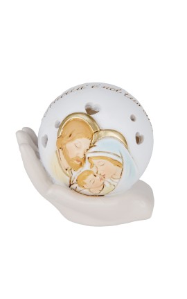 Bomboniera Battesimo Mani Sfera Led Sacra Famiglia