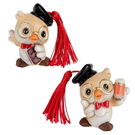 Bomboniera Laurea Gufo Gufetto Figurina 2 Assortiti