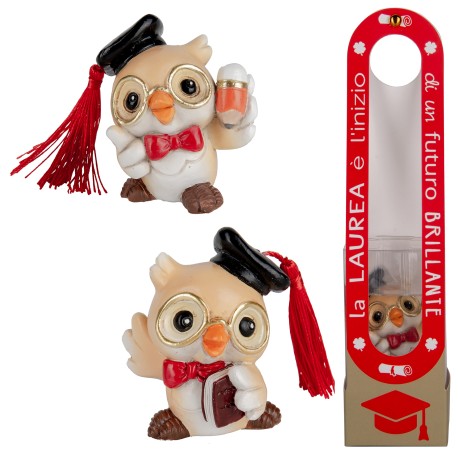 Bomboniera Laurea Gufo Gufetto 2 Assortiti Con Gift Box