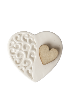 Gessetto Decorativo Cuore Dettaglio in Legno 3 cm
