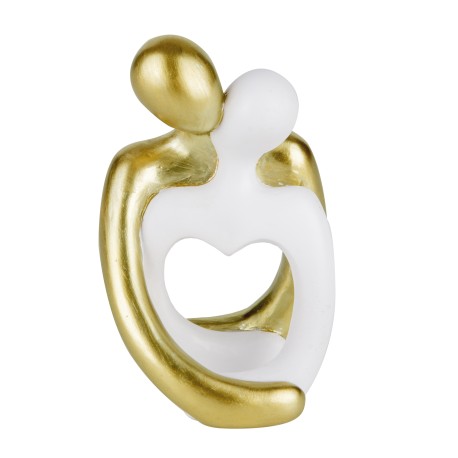 Bomboniera Matrimonio Coppia Sposi Bacio Bianco e Oro h.12 Cm