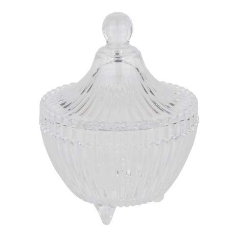 Bomboniera Matrimonio Compleanno Scatola Scatolina Vetro Portaconfetti Bon Bon Tonda h.13 Cm
